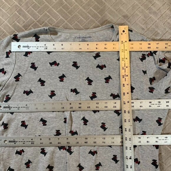 Croft & Barrow Womens XL Petite Long Sleeve T Shirt Gray Scottish Terrier Dog - Picture 4 of 8